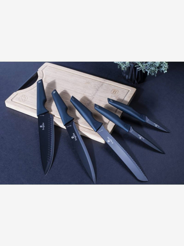 Berlingerhaus Öt késből álló szett + vágódeszka BERLINGERHAUS Aquamarine Metallic Line