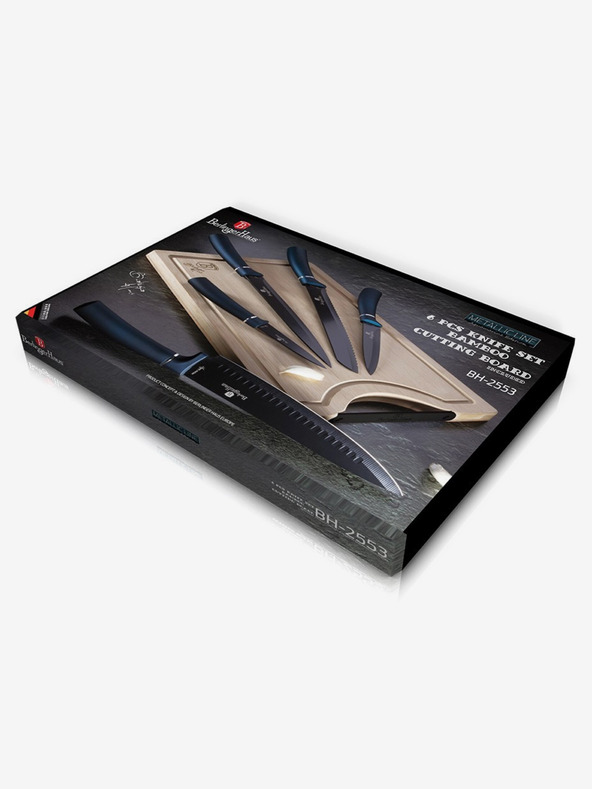Berlingerhaus Öt darabos tapadásmentes kés szett vágódeszkával BERLINGERHAUS Aquamarine Metallic Line