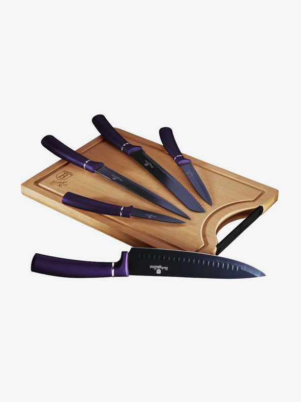 Berlingerhaus Öt késből álló készlet tapadásmentes felülettel + vágódeszka BERLINGERHAUS Purple Metallic Line