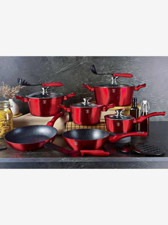 Berlingerhaus Lábas márvány felülettel és fedővel 24 cm Burgundy Metallic Line BERLINGERHAUS