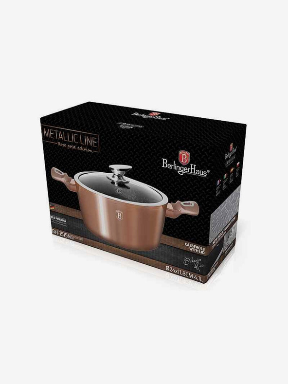 Berlingerhaus Lábas márvány felülettel és fedővel 24 cm Rosegold Metallic Line BERLINGERHAUS