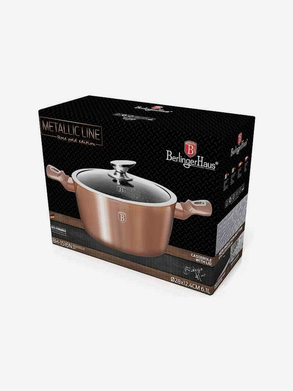 Berlingerhaus Serpenyő márvány felülettel és fedővel 28 cm Rosegold Metallic Line BERLINGERHAUS