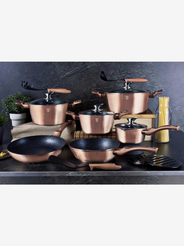 Berlingerhaus Serpenyő márvány felülettel és fedővel 28 cm Rosegold Metallic Line BERLINGERHAUS