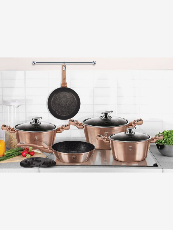 Berlingerhaus Serpenyő márvány felülettel és fedővel 28 cm Rosegold Metallic Line BERLINGERHAUS