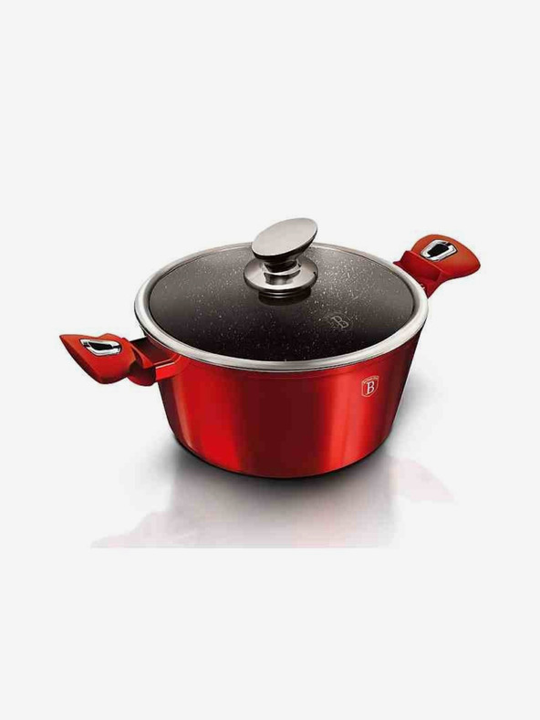 Berlingerhaus Márványozott felületű lábas fedővel BERLINGERHAUS Burgundy Metallic Line (20 cm)