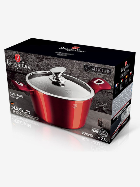 Berlingerhaus Márványozott felületű lábas fedővel BERLINGERHAUS Burgundy Metallic Line (20 cm)