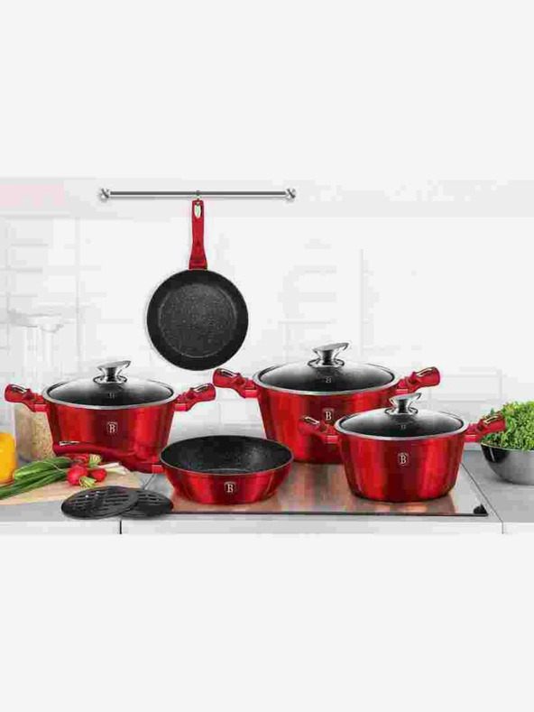 Berlingerhaus Lábas márvány felülettel és fedővel 28 cm Burgundy Metallic Line BERLINGERHAUS