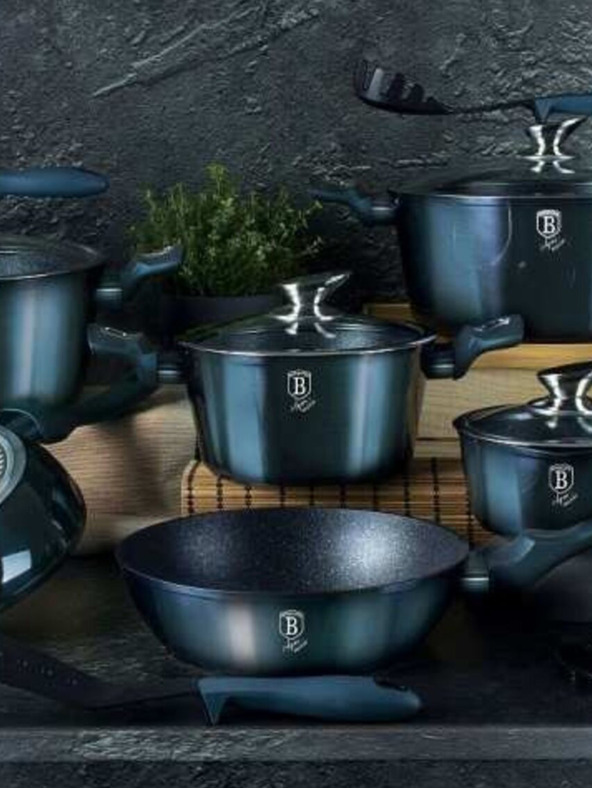 Berlingerhaus 13 darabos készlet Aquamarine Metallic Line BERLINGERHAUS edények márványozott felülettel