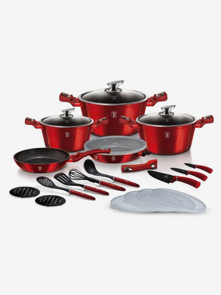 Berlingerhaus Főzőedénykészlet márvány felülettel 22 db Burgundy Metallic Line BERLINGERHAUS