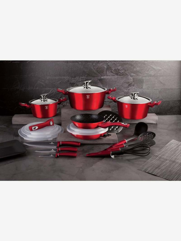 Berlingerhaus Főzőedénykészlet márvány felülettel 22 db Burgundy Metallic Line BERLINGERHAUS
