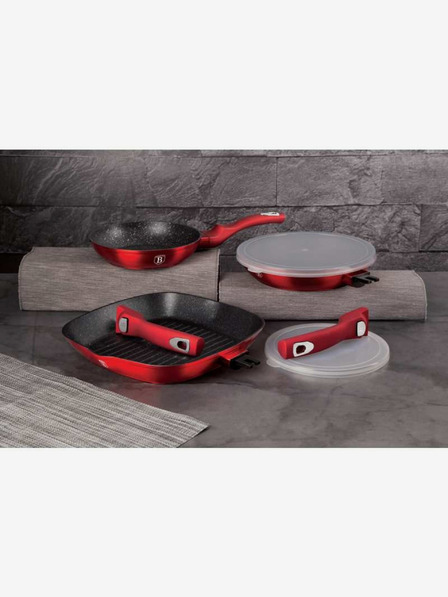 Berlingerhaus 5 db-os serpenyőszett levehető nyéllel Burgundy Metallic Line grill BERLINGERHAUS