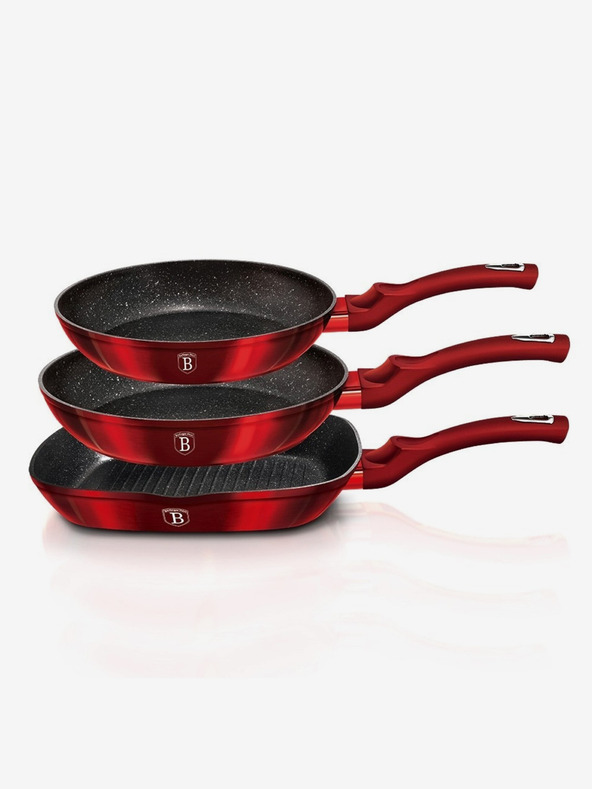 Berlingerhaus Serpenyő márvány felülettel 3 db-os készlet Burgundy Metallic Line BERLINGERHAUS