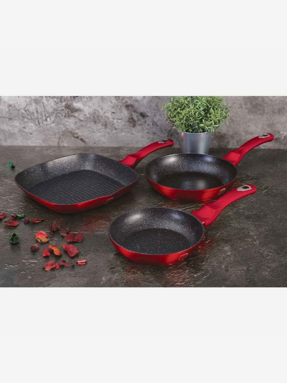 Berlingerhaus Serpenyő márvány felülettel 3 db-os készlet Burgundy Metallic Line BERLINGERHAUS