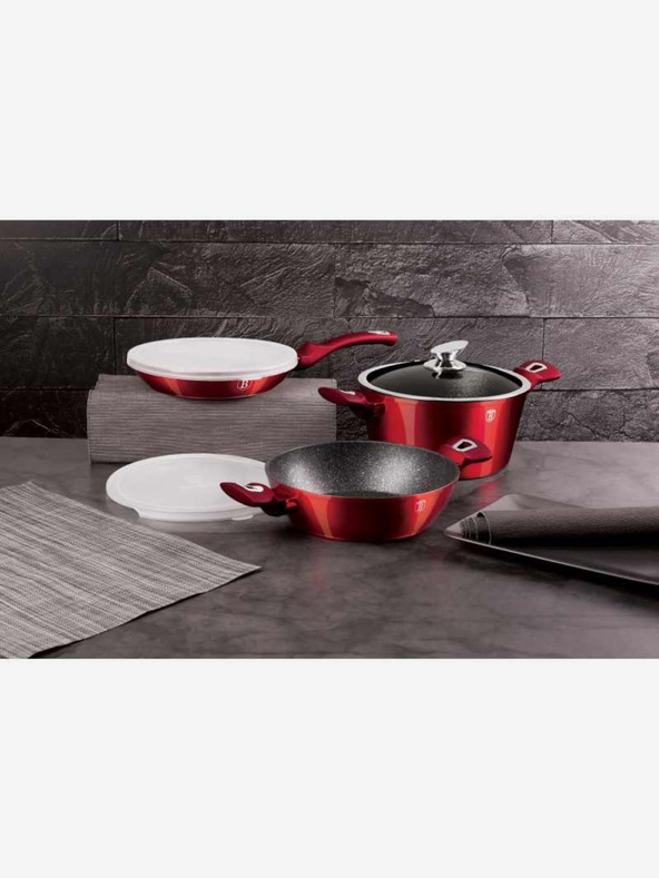 Berlingerhaus Főzőedénykészlet márvány felülettel 6 db Burgundy Metallic Line BERLINGERHAUS