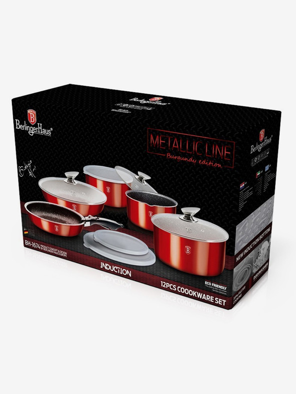 Berlingerhaus 12 db-os edénykészlet levehető nyéllel Burgundy Metallic Line BERLINGERHAUS