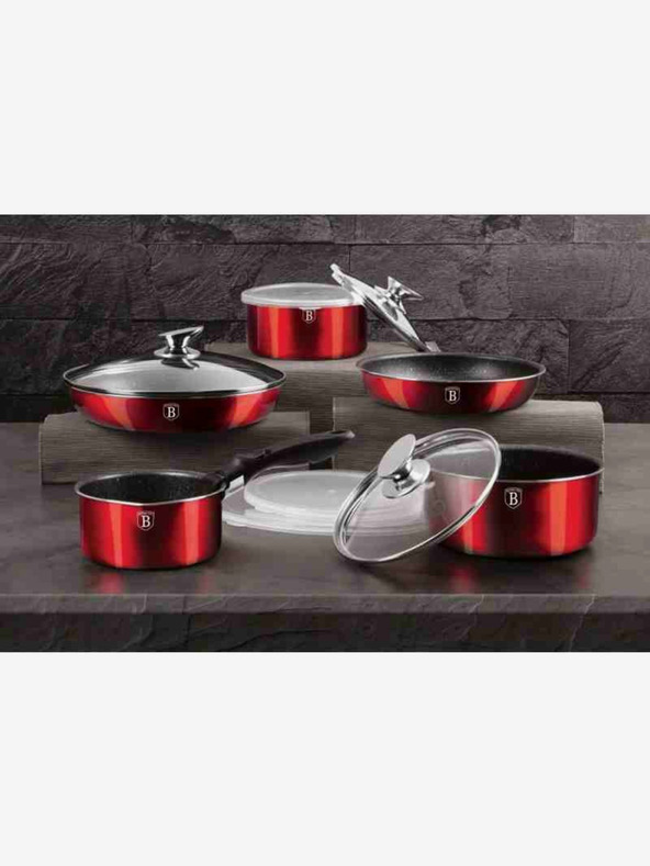 Berlingerhaus 12 db-os edénykészlet levehető nyéllel Burgundy Metallic Line BERLINGERHAUS