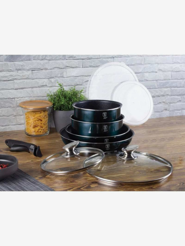 Berlingerhaus Főzőedénykészlet levehető fogantyúval 9 db Aquamarine Metallic Line BERLINGERHAUS