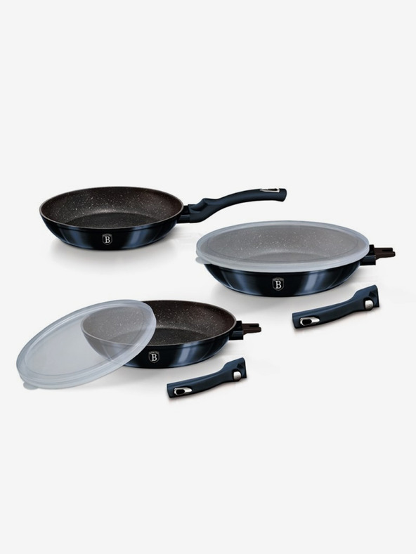 Berlingerhaus Három darabos serpenyő készlet levehető fogantyúval 5 db BERLINGERHAUS Aquamarine Metallic Line