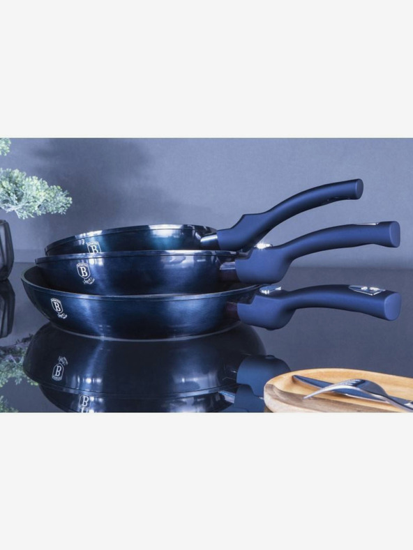 Berlingerhaus Három darabos serpenyő készlet levehető fogantyúval 5 db BERLINGERHAUS Aquamarine Metallic Line