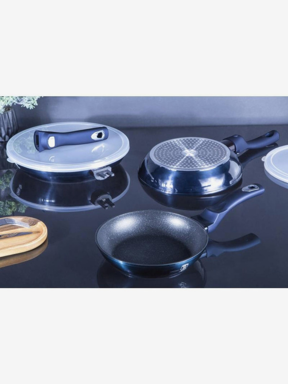 Berlingerhaus Három darabos serpenyő készlet levehető fogantyúval 5 db BERLINGERHAUS Aquamarine Metallic Line