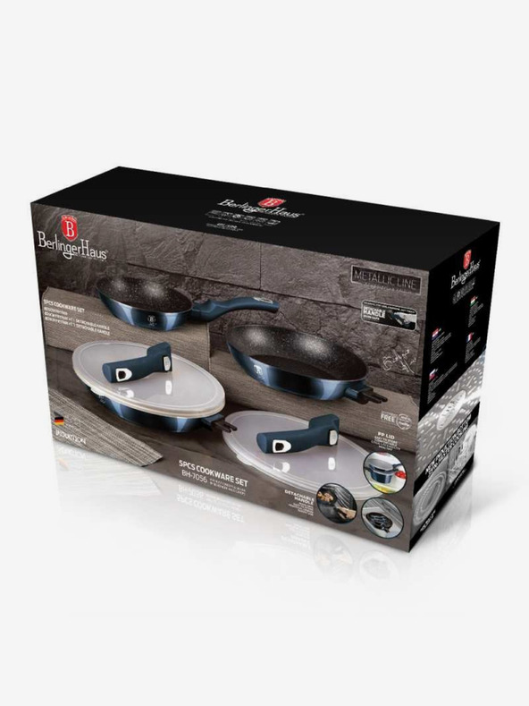 Berlingerhaus Három darabos serpenyő készlet levehető fogantyúval 5 db BERLINGERHAUS Aquamarine Metallic Line