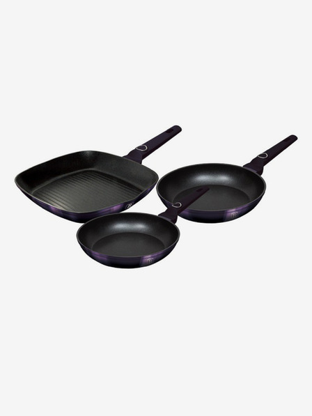 Berlingerhaus Serpenyő titán felülettel 3 db-os készlet Lila Eclipse Collection grill BERLINGERHAUS