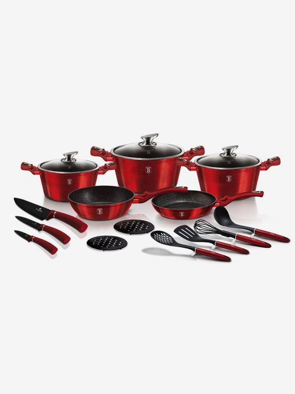Berlingerhaus Főzőedénykészlet márvány felülettel 17 db Burgundia Metallic Line BERLINGERHAUS