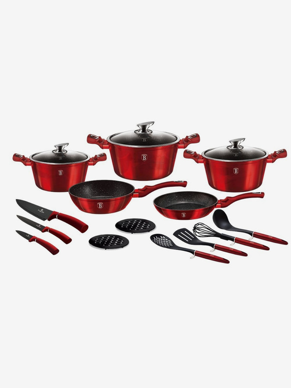 Berlingerhaus Főzőedénykészlet márvány felülettel 17 db Burgundia Metallic Line BERLINGERHAUS