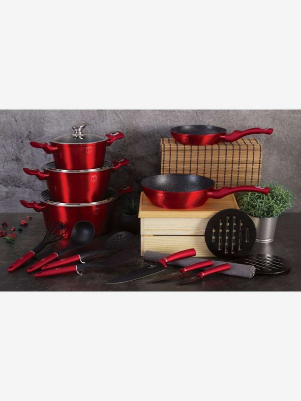 Berlingerhaus Főzőedénykészlet márvány felülettel 17 db Burgundia Metallic Line BERLINGERHAUS