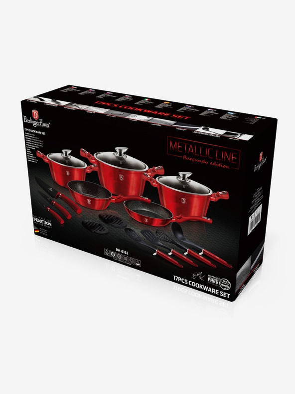 Berlingerhaus Főzőedénykészlet márvány felülettel 17 db Burgundia Metallic Line BERLINGERHAUS