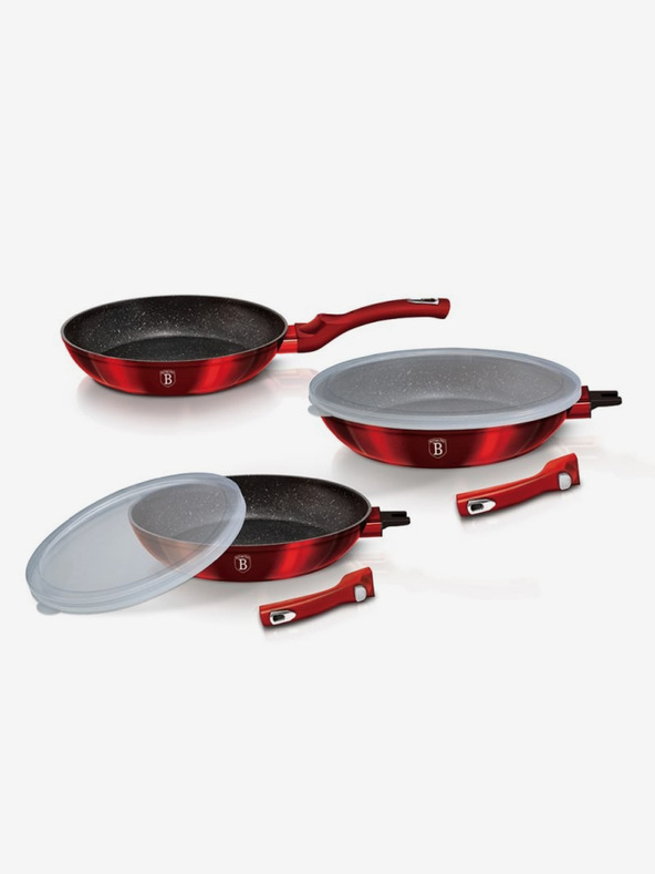 Berlingerhaus Serpenyő levehető fogantyúval, 5 darabos készlet Burgundy Metallic Line BERLINGERHAUS