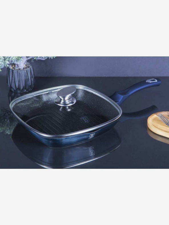 Berlingerhaus Grillserpenyő márvány felülettel és fedéllel 28 cm BERLINGERHAUS Metallic Line Aquamarine Edition BERLINGERHAUS Metallic Line Aquamarine Edition