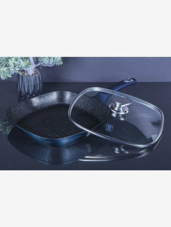 Berlingerhaus Grillserpenyő márvány felülettel és fedéllel 28 cm BERLINGERHAUS Metallic Line Aquamarine Edition BERLINGERHAUS Metallic Line Aquamarine Edition