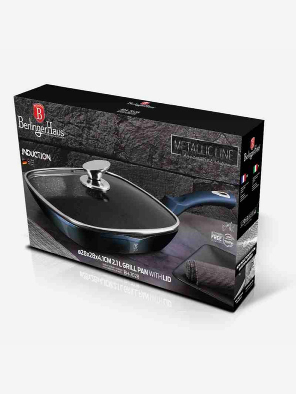 Berlingerhaus Grillserpenyő márvány felülettel és fedéllel 28 cm BERLINGERHAUS Metallic Line Aquamarine Edition BERLINGERHAUS Metallic Line Aquamarine Edition
