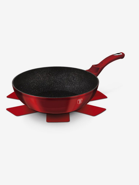 Berlingerhaus Wok serpenyő márvány felülettel 30 cm Burgundy Metallic Line BERLINGERHAUS