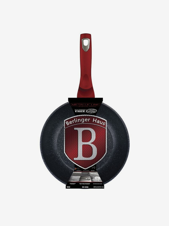 Berlingerhaus Wok serpenyő márvány felülettel 30 cm Burgundy Metallic Line BERLINGERHAUS