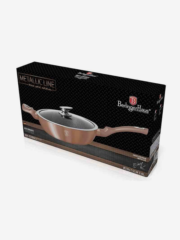 Berlingerhaus Mély serpenyő márvány felülettel és fedővel 28 cm Rosegold Metallic Line BERLINGERHAUS