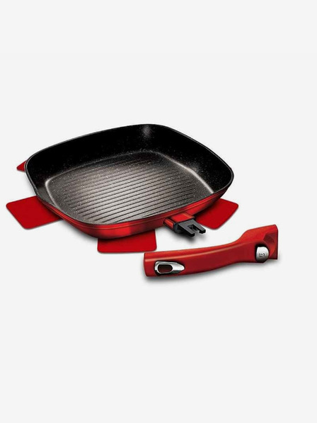 Berlingerhaus 28 cm-es márvány felületű, lecsatolható nyélű grillserpenyő Burgundy Metallic Line BERLINGERHAUS
