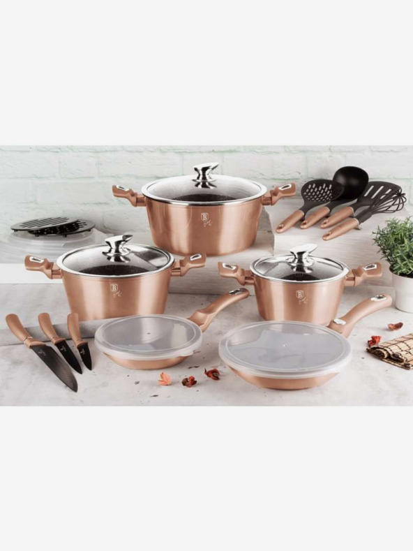 Berlingerhaus Serpenyő levehető fogantyúval + fedéllel 28 cm Rosegold Metallic Line BERLINGERHAUS