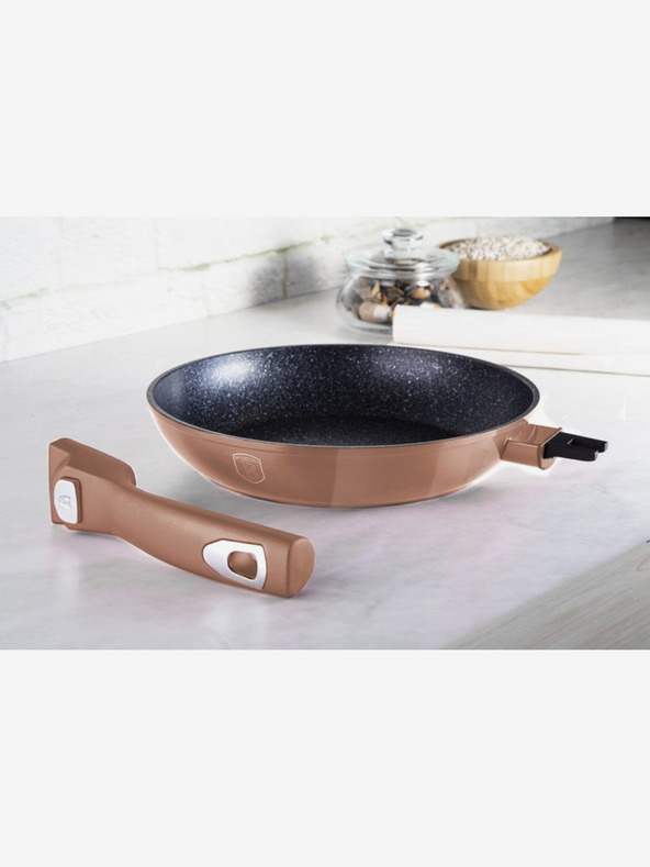 Berlingerhaus Serpenyő levehető fogantyúval + fedéllel 28 cm Rosegold Metallic Line BERLINGERHAUS