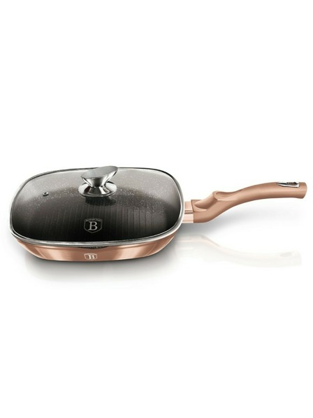 Berlingerhaus 28 cm-es márvány felületű grillserpenyő fedővel Rosegold Metallic Line BERLINGERHAUS