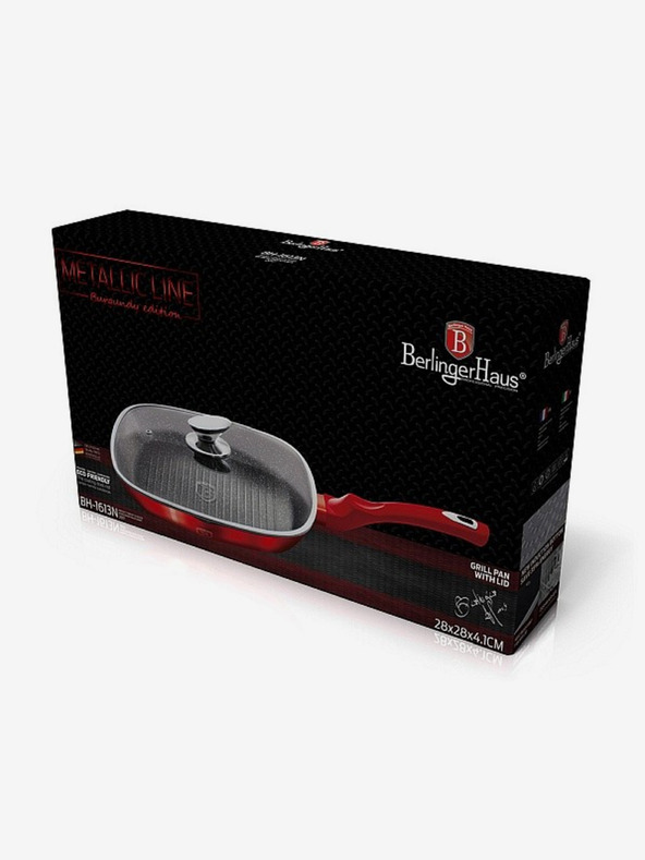 Berlingerhaus Grill serpenyő fedővel és márvány felülettel 28 cm Burgundy Metallic Line BERLINGERHAUS