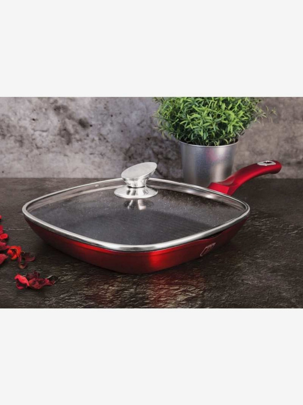 Berlingerhaus Grill serpenyő fedővel és márvány felülettel 28 cm Burgundy Metallic Line BERLINGERHAUS