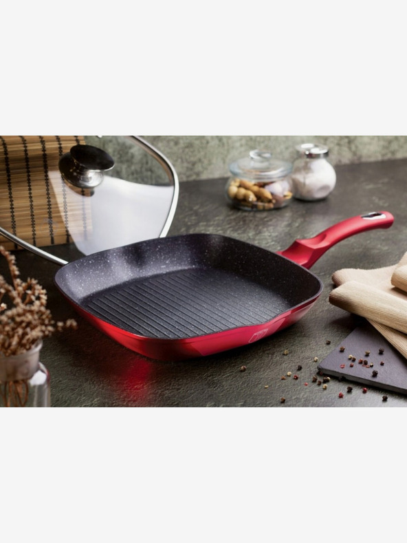 Berlingerhaus Grill serpenyő fedővel és márvány felülettel 28 cm Burgundy Metallic Line BERLINGERHAUS