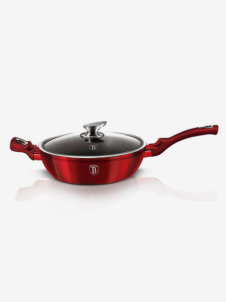 Berlingerhaus 28 cm-es mély márvány felületű serpenyő fedővel Burgundy Metallic Line BERLINGERHAUS