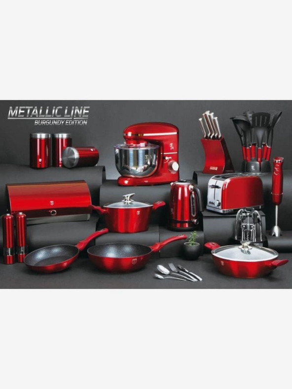 Berlingerhaus 28 cm-es márvány felületű wok serpenyő fedővel Burgundy Metallic Line BERLINGERHAUS