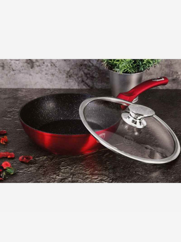 Berlingerhaus Mély serpenyő márvány felülettel és fedővel 24 cm Burgundy Metallic Line BERLINGERHAUS