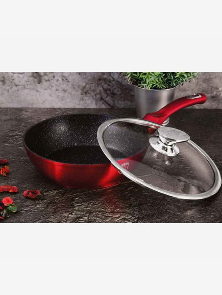 Berlingerhaus Mély serpenyő márvány felülettel és fedővel 24 cm Burgundy Metallic Line BERLINGERHAUS