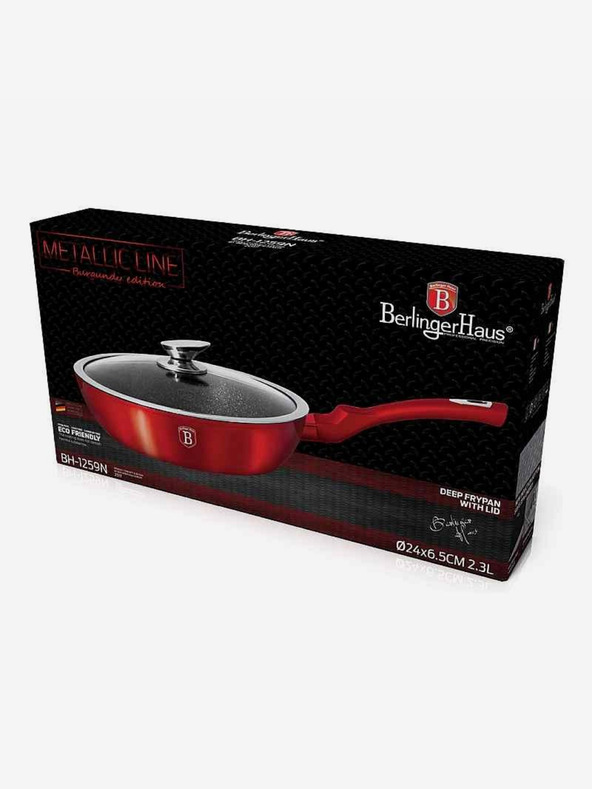 Berlingerhaus Mély serpenyő márvány felülettel és fedővel 24 cm Burgundy Metallic Line BERLINGERHAUS