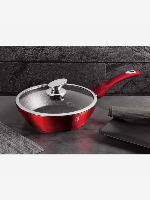 Berlingerhaus Mély serpenyő márvány felülettel és fedővel 24 cm Burgundy Metallic Line BERLINGERHAUS